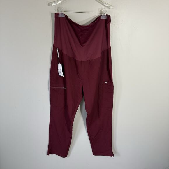 Figs Women's Size XL Burgundy Yola Maternity Skinny Scrub Pants New - Picture 1 of 4